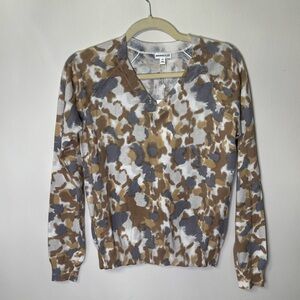 Minnie Rose Neutral Tye Dye Cashmere Cotton Blend Sweater NWT